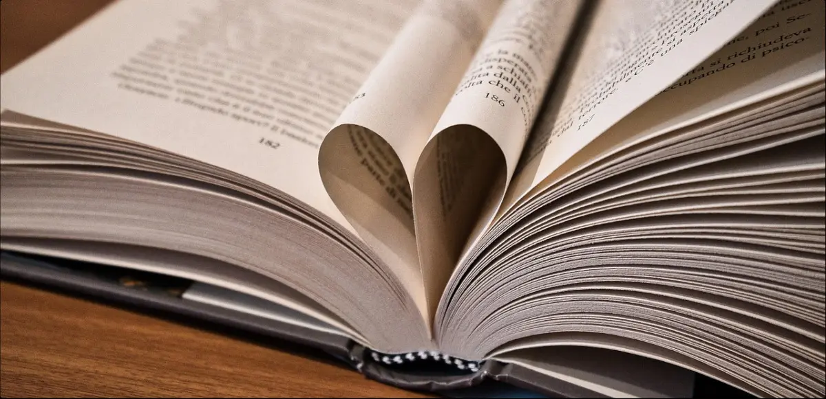 livre ouvert dont les pages repliées forment un coeur